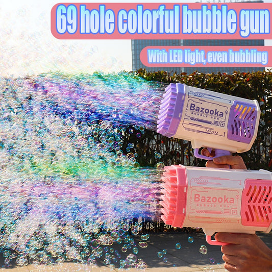 Bubble Gun Rocket 69 Holes Soap Bubbles Machine