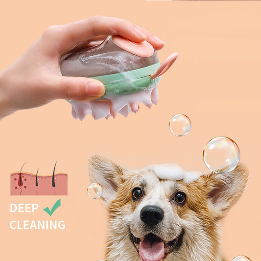 New 3 In 1 Pet Cleaning Bathing Massage Shampoo Soap Dispensing Grooming Brush